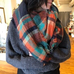 Plaid Blanket Scarf/Wrap - Oversized